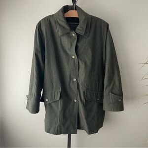 Vintage Goldix German Made Car Coat Wool Lined Jacket Button Down Green Womens